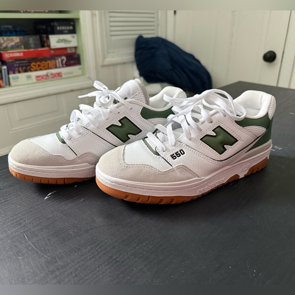 New Balance 550 White and Green Sneakers